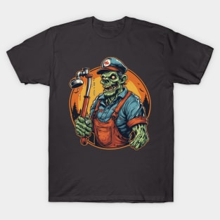 Zombie plumber handyman Halloween gift for him T-Shirt